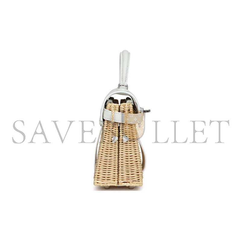 HERMÈS MASTER MINI PICNIC KELLY 20 WHITE SWIFT PALLADIUM HARDWARE (20*14*8cm)